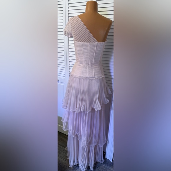 BCBG Maxazria Fabianna Rosewater One Shoulder Gown - Picture 8 of 13